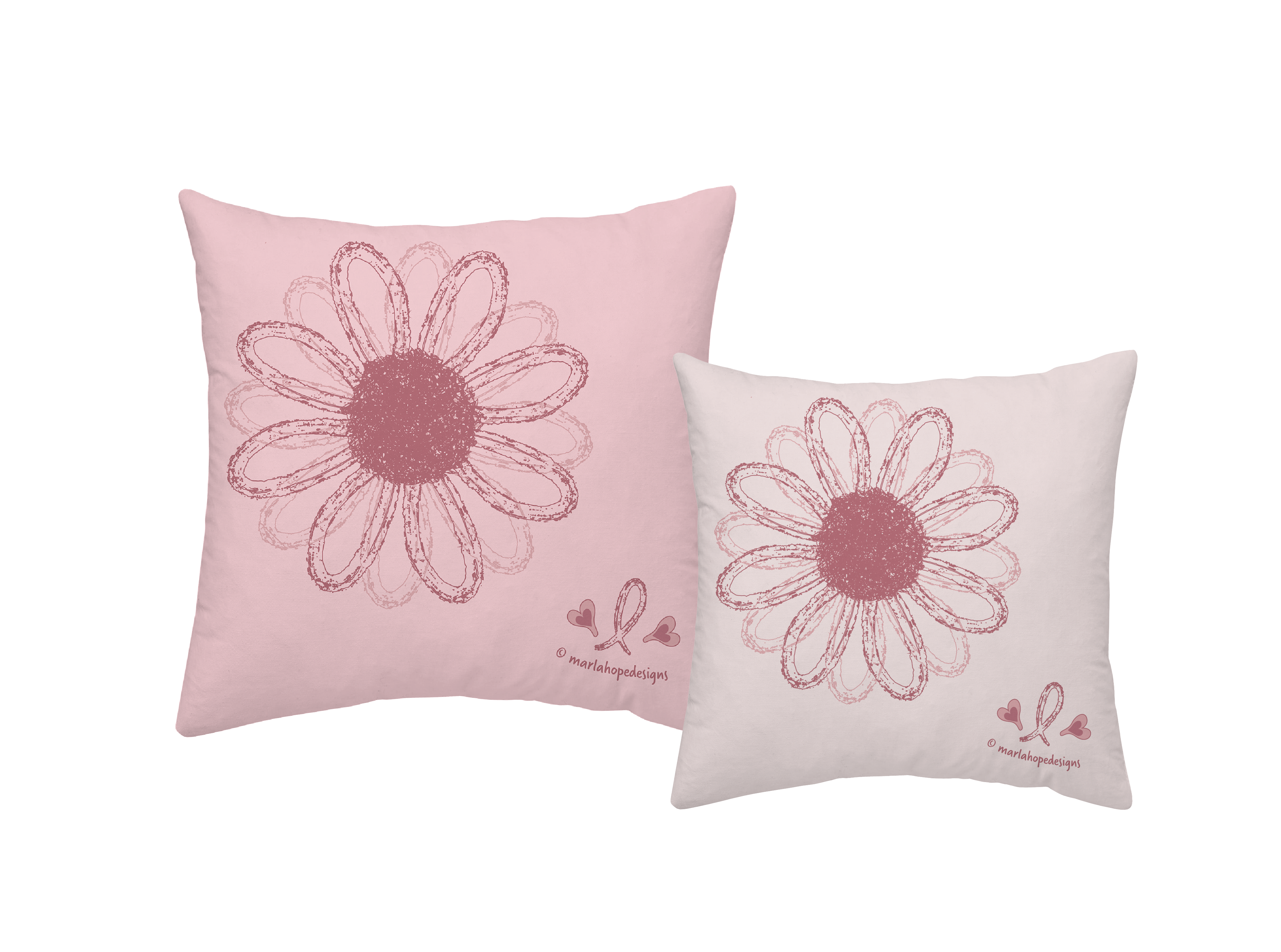 Swirling Ribbons Breast Cancer Pillows